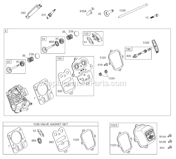 Page B Diagram and Parts List for 12D300SERIES 0007-0019 Briggs and Stratton Engine